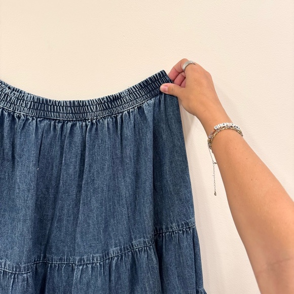 American Eagle Denim Jean Maxi Skirt Ruffle - Picture 3 of 4